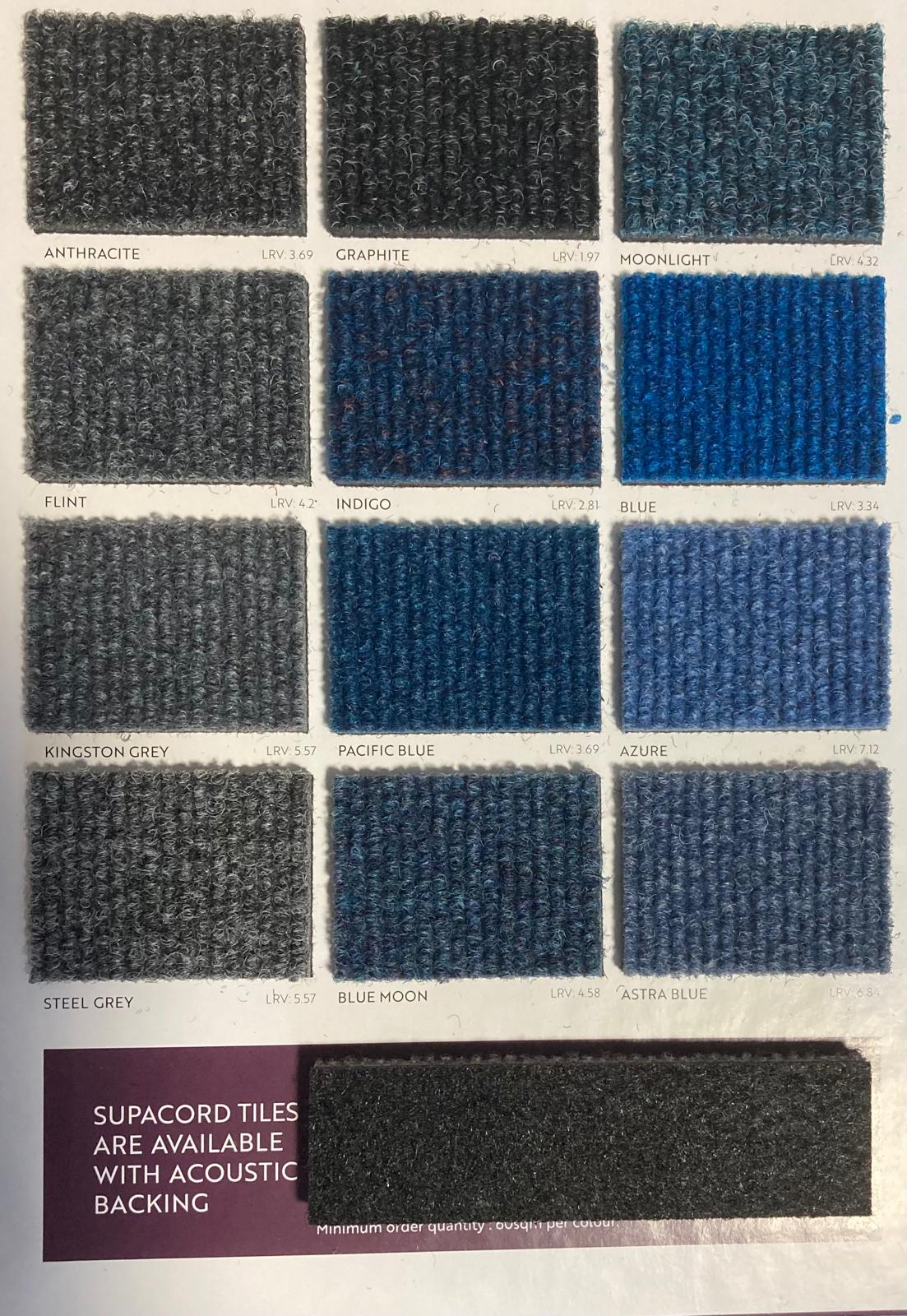 Heckmondwike Supacord Carpet Tile — Indigo (Box of 5m²)