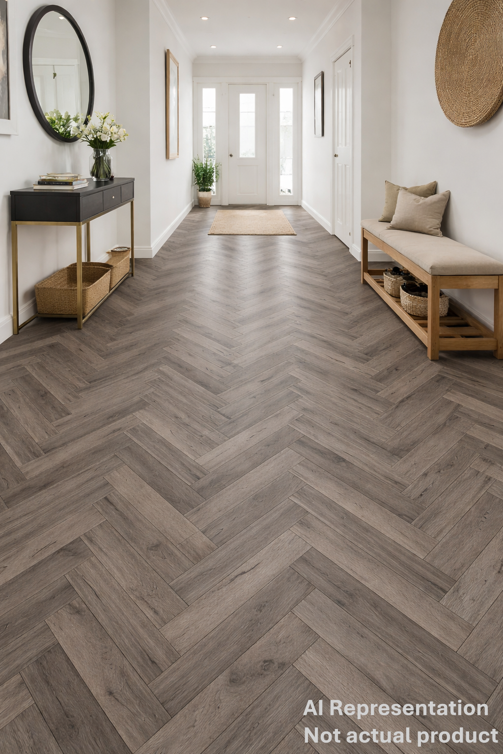 SPRING SALE! £11.99 per m2 | Premium Herringbone Laminate 8mm Dark Grey Oak | Bevelled Edge | UNICLIC (2.57m2 per pack)