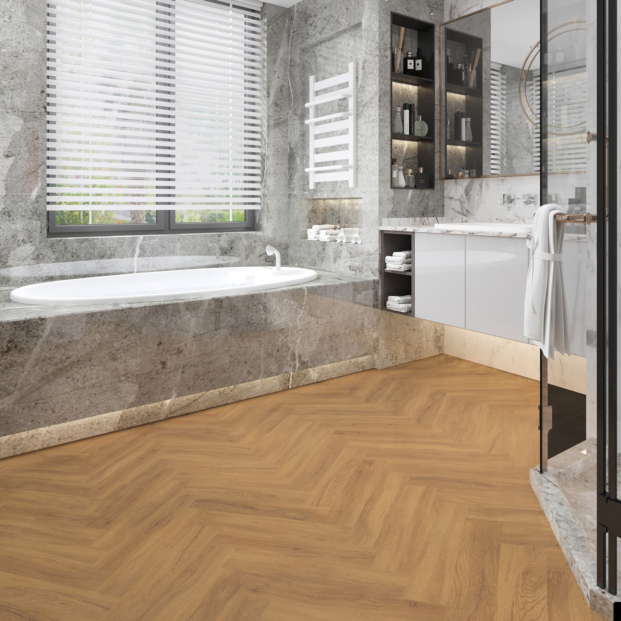 Brampton Chase California Oak Herringbone 24 x 4.5"