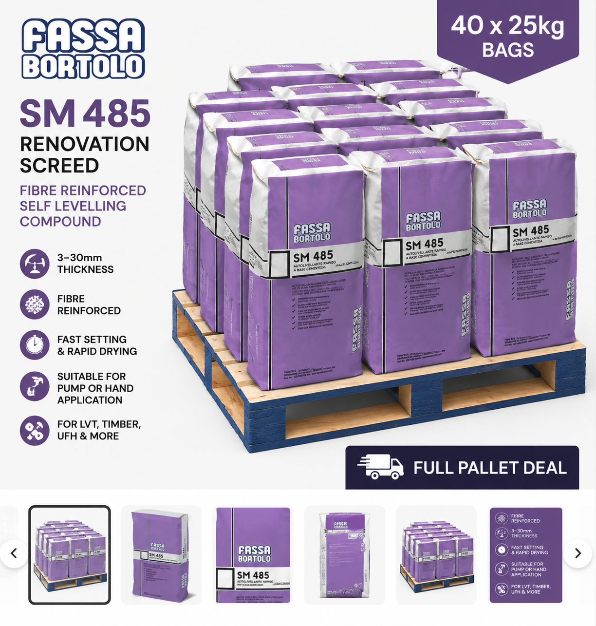 Fassa SM 485 Fibre Reinforced Self Levelling Renovation Screed – 25kg