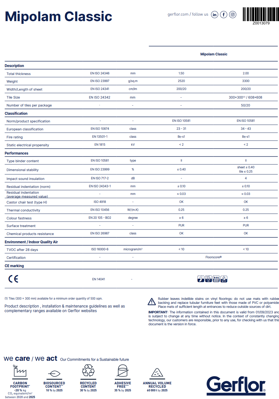 £7.99m2 - Gerflor Mipolam Classic Vinyl PUR Tile - Truffle (1 x Pack 4.5m2)