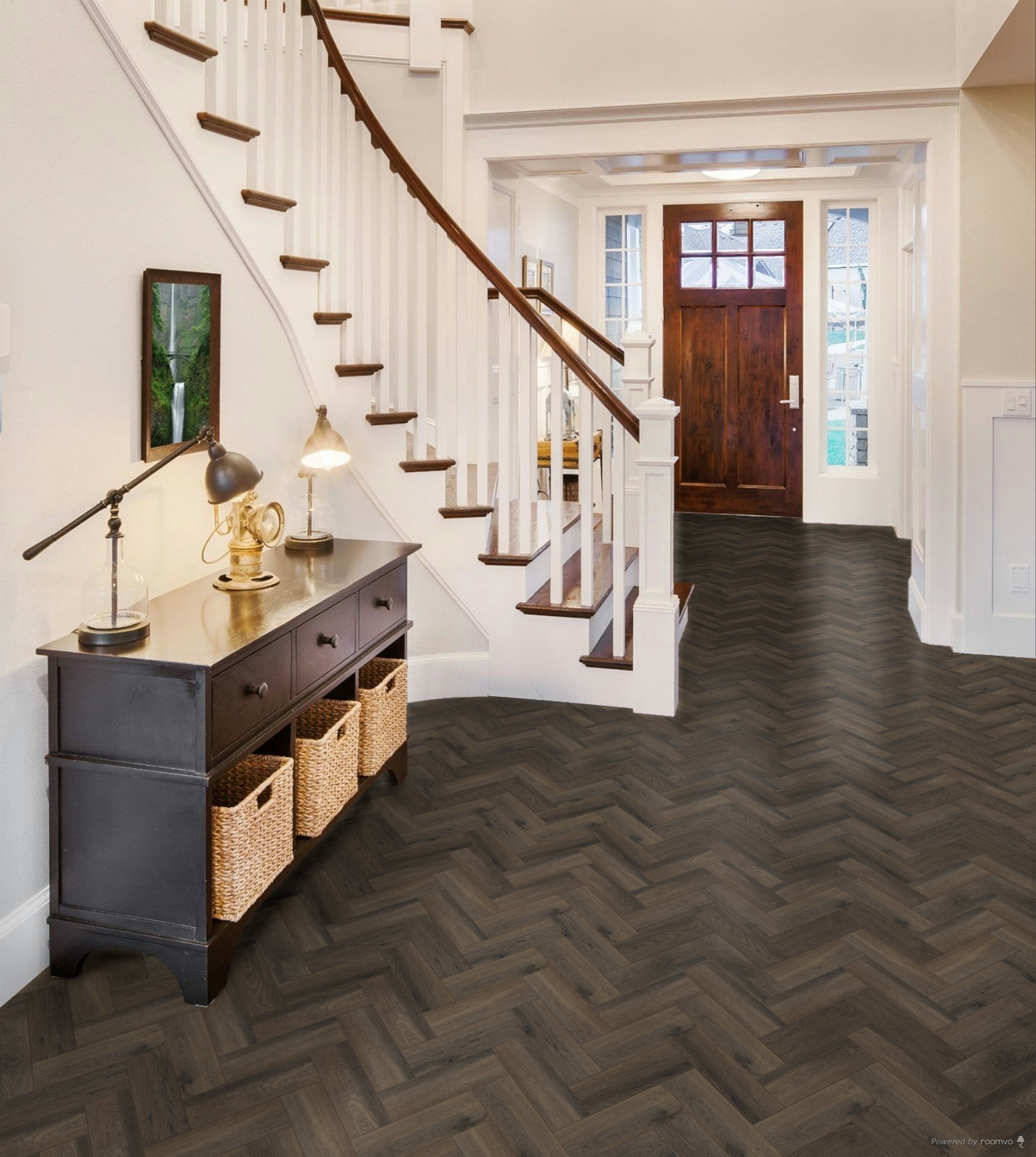 £15.99m2 - Sierra Exempla Gluedown LVT Renaissance Dark Oak Small Parquet | R10 Slip Rating | 2.5mm thick | 0.55mm Wear Layer (3.34m2 per pack)