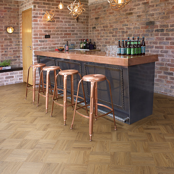 £29.95m2 - Sierra Exempla Gluedown LVT European Oak Small Parquet | R10 Slip Rating | 2.5mm thick | 0.55mm Wear Layer (3.34m2 per pack)