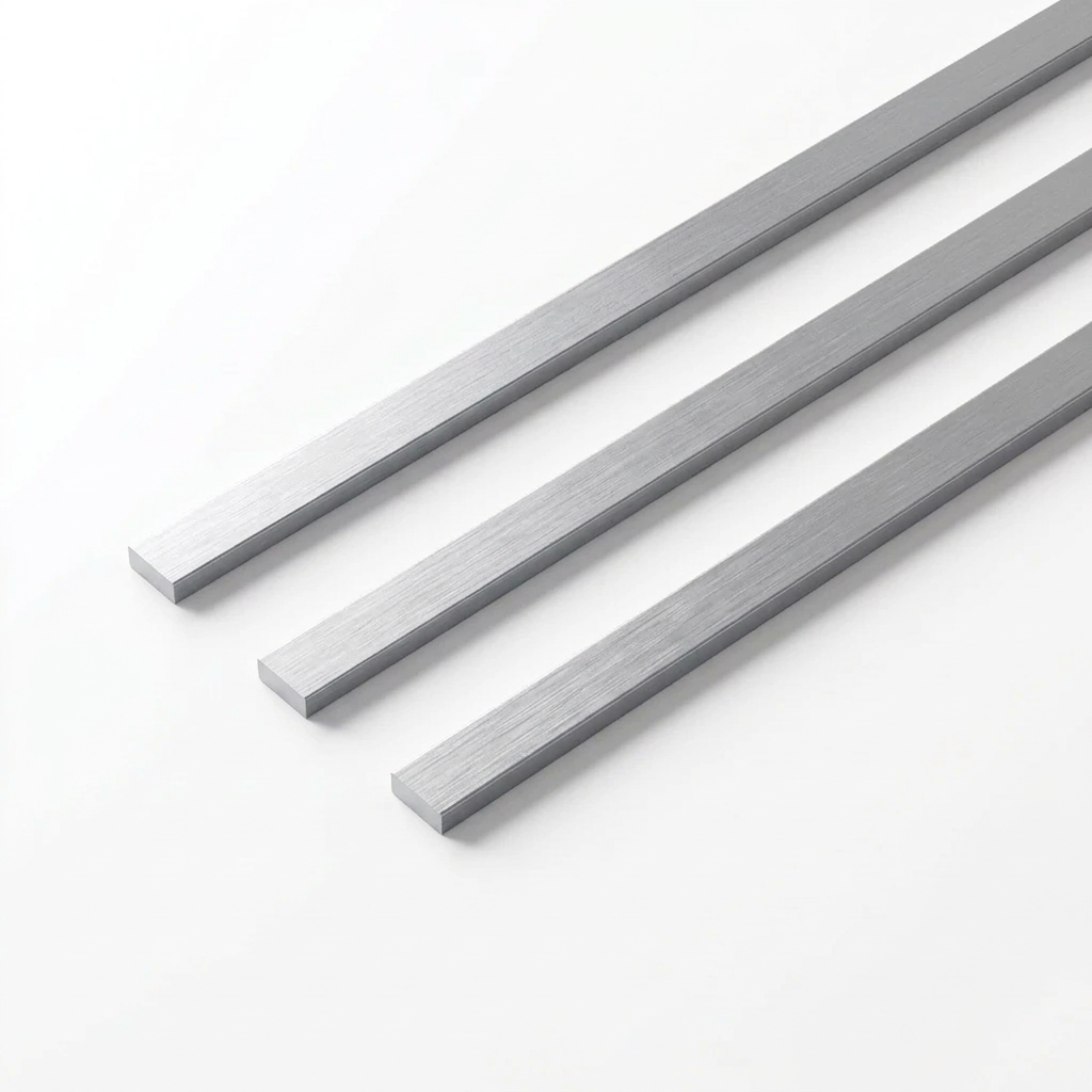 Hagley Metal LVT Strips Sterling Silver Brushed, three diagonal strips on white, illustrative render