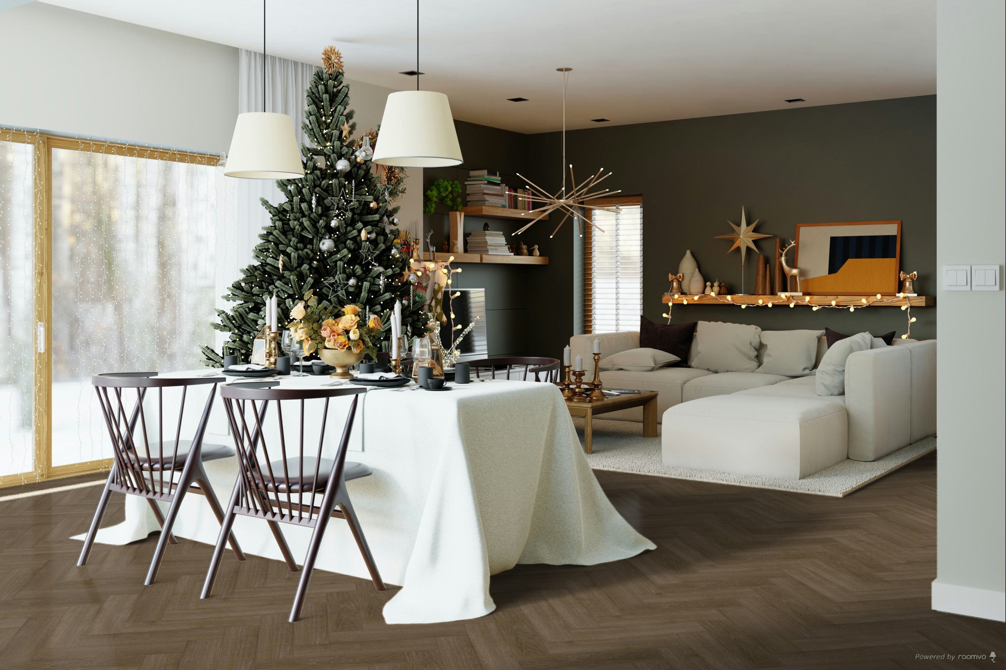 £14.89m2 - LX Luxury Parquet Gluedown LVT Deep Oak (1 x Pack of 4.70m2)