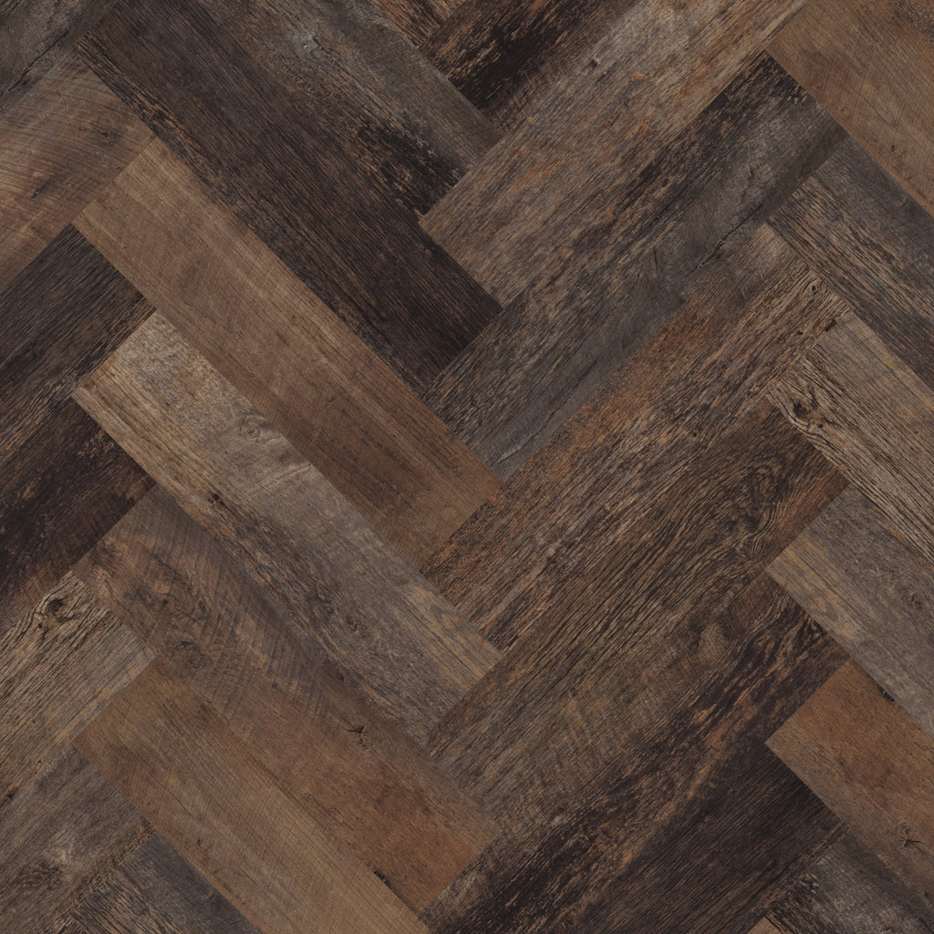 £45.99m2 - Karndean Van Gogh Rigid Core LVT Click - Salvaged Barnwood Herringbone (1 x Pack 3.008m2)