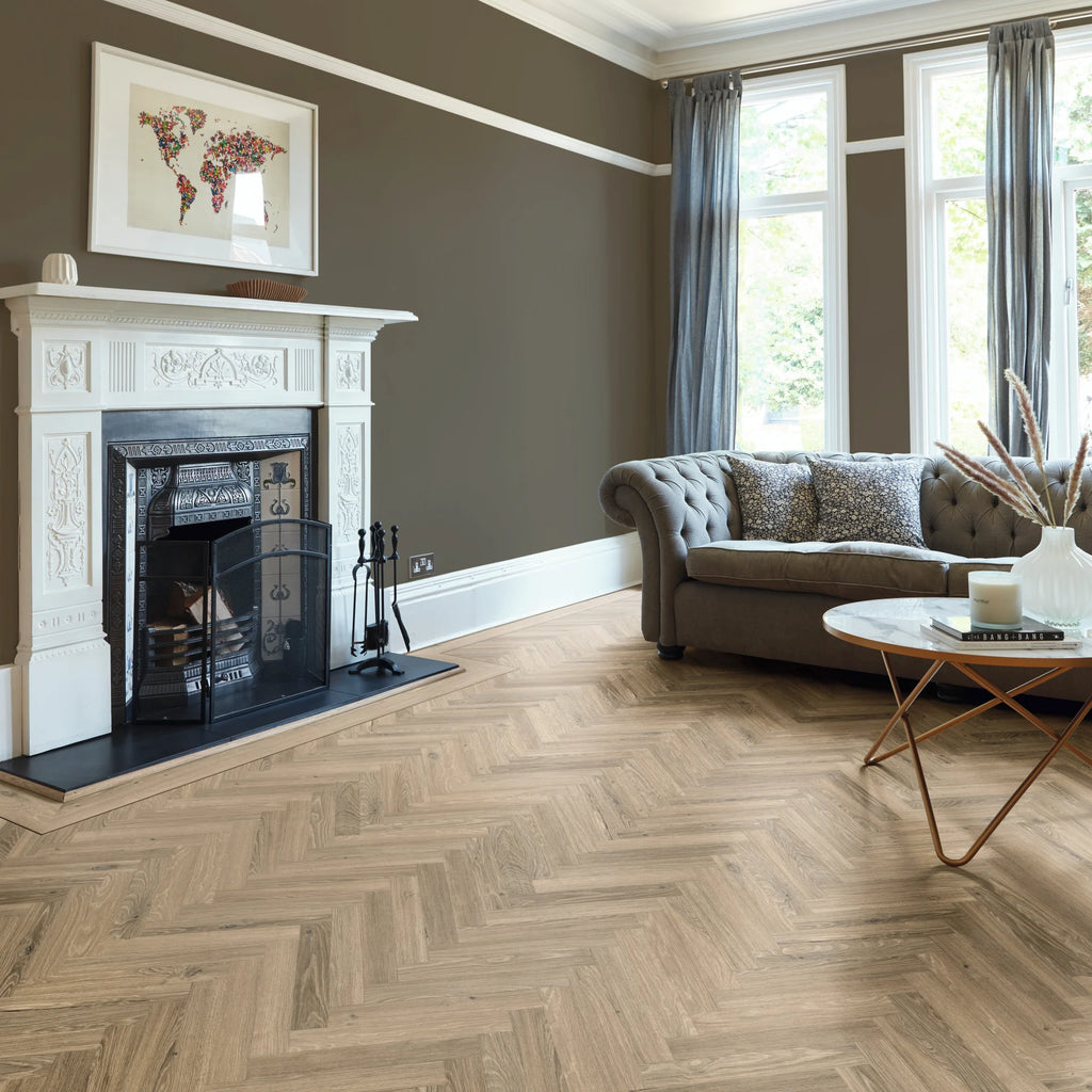 £20.99m2 - Palio Essenza by Karndean - Ravenna Oak Herringbone SM-PVP403 (1 x pack 3.345m2)