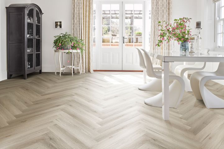 Hagley Signature 55 Belbroughton Oak Click SPC LVT Herringbone room setting
