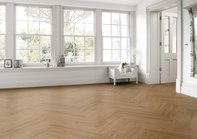 Hagley Signature 55 Harvington Oak Gluedown LVT Herringbone room setting