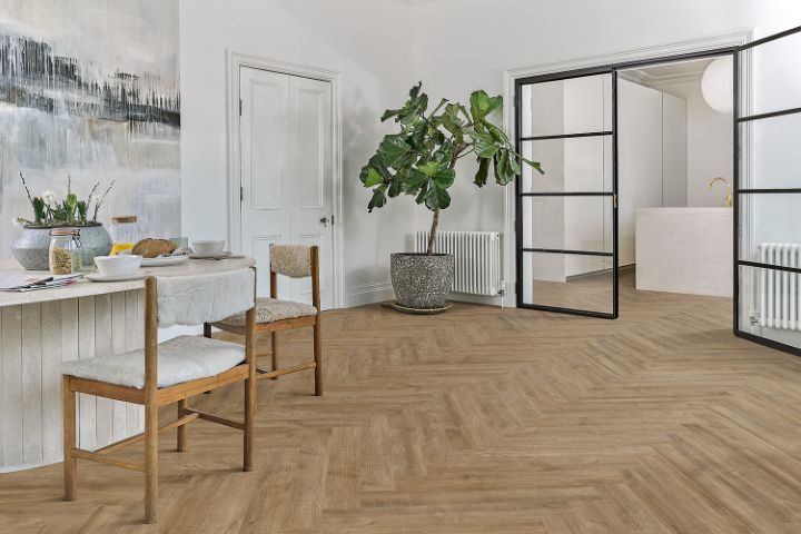 Hagley Signature 55 Bewdley Oak Gluedown LVT Herringbone room setting