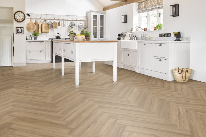Hagley Signature 55 Halesowen Smoke Oak Gluedown LVT Herringbone room setting