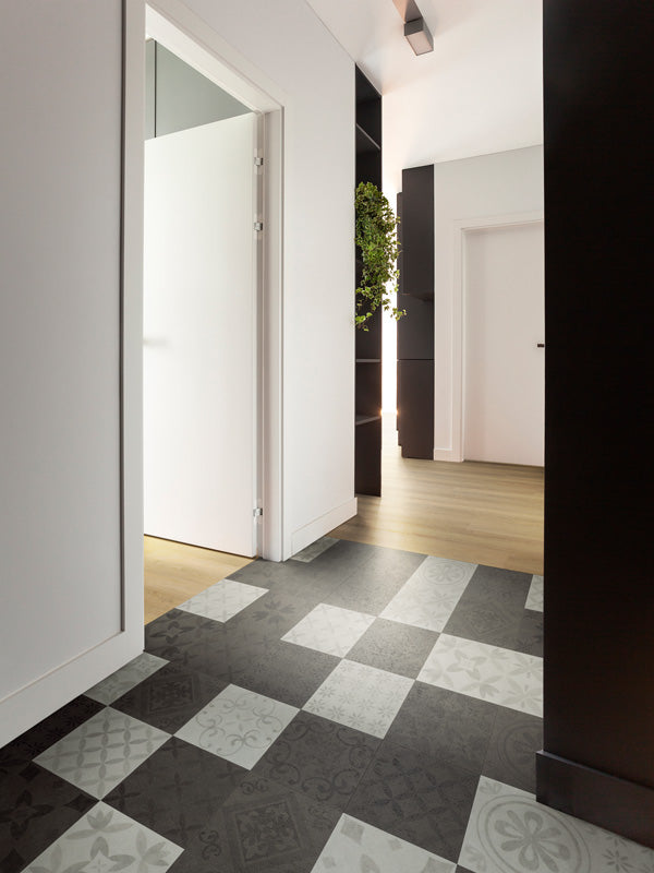 £15.99m2 - VICTORIA DESIGN FLOOR LANDSCAPE TAPESTRY GLUEDOWN TILE ONYX (1.67m2 per pack)